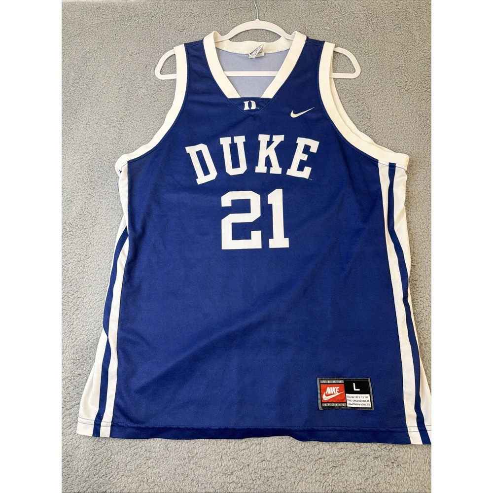 Nike Basketball Jersey Mens L Blue Duke Blue Devils #21 Elite Team Mesh